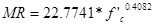 MR equals 22.7741 times f prime subscript c raised to the power of 0.4082.