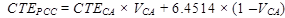 CTE subscript PCC equals CTE subscript CA times V subscript CA plus 6.4514 times open parenthesis 1 minus V subscript CA closed parenthesis.