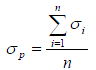 Figure 20. Equation. Pooled variance for a site. Sigma subscript p equals the summation with values of i from 1 through n of sigma subscript i all divided by n.