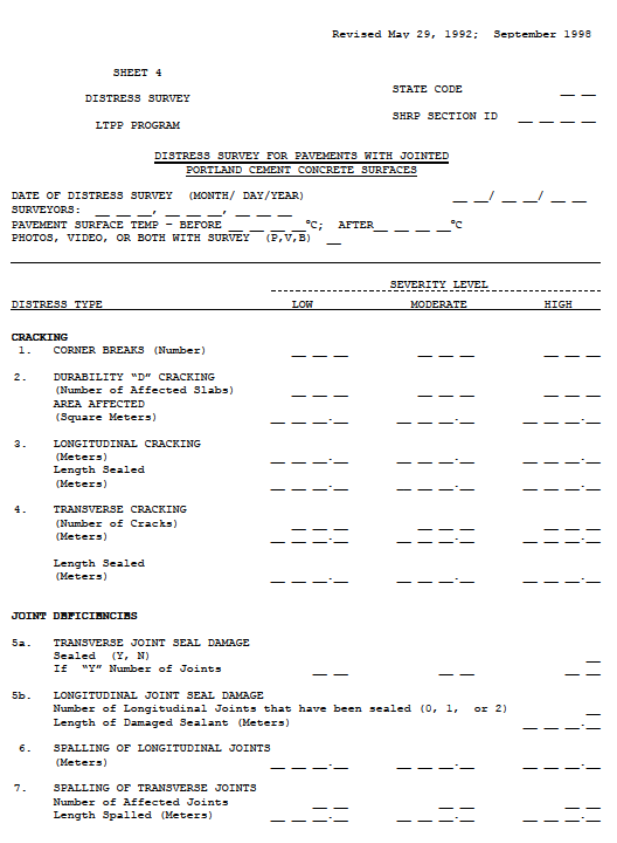 Blank Distress Map Forms and Data  Sheets