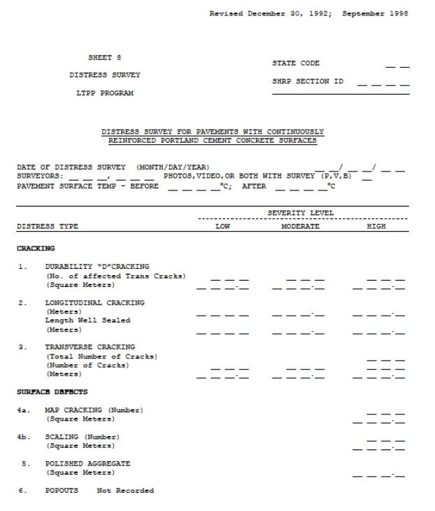 Blank Distress Map Forms and Data  Sheets