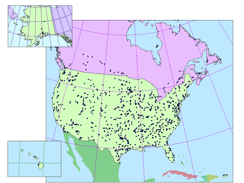 Figure 1. Map. Geographic distribution of LTPP test sections.