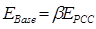 Figure 95. Equation. Base modulus for bonded condition. E subscript Base equals beta times E subscript PCC.