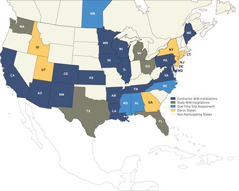 Figure 10.11. Map. Highway participation in the Specific Pavement Study Traffic Data Collection Pooled-Fund Study.