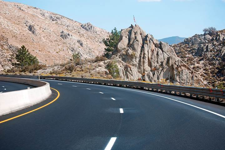 Photo. View of scenic two-lane highway.