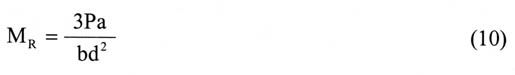 Equation 10: M subscript R = 3 times P subscript a over b times (d squared).