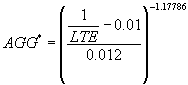 Equation 22 The nondimensional joint stiffness equals the sum total of the total of 1 divided by the load transfer efficiency index, minus 0.01, divided by 0.012, all to the negative 1.17786 power.