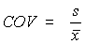 Figure 13 in page 43 shows the equation for coefficient of variation (COV), which is equal to standard deviation (s) of pavement layer thickness data divided by the mean pavement layer thickness (x bar).