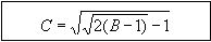 Figure 84 in page 134 shows the parameter C definition equation. C is equal to the square root of the difference between the square root of the product of 2 and B-1 and 1, where n is the number of layer thickness measurements for the layer.