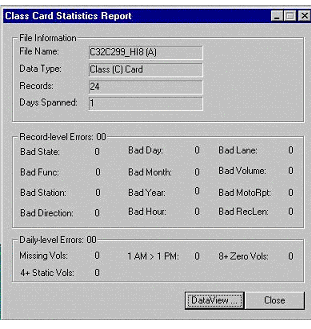 Class Card Statistics Report panel showing File Information, Record-level Errors, and Daily-level Errors fields