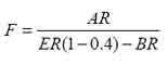 Frequency of application, F, equals the application rate, AR, divided by the following: evaporation rate of bleed water, ER, times the sum of 1 minus 0.4, minus the bleed rate of concrete, BR.