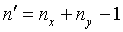 Equation 12. Lowercase N prime equals lowercase N subscript X plus lowercase N subscript Y minus 1.