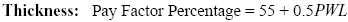 Equation 42. Pay factor percentage equals 55 plus 0.5PWL.