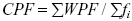 Equation 49. CPF equals sigma WPF divided by sigma F subscript I.