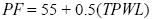 Equation 50. PF equals 55 plus 0.5 times the total percent within limits, TPWL.