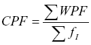 Equation 69.  CPF equals sigma WPF divided by sigma F subscript I.