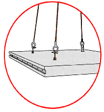 Track 7 Illustration - This illustration accompanies the text description of track 7 and depicts a preformed concrete slab being lowered by cables. This is one example of high-speed construction technology.