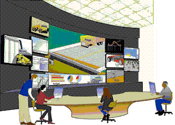Figure 3. Illustration. Advanced models for performance-based design. As shown in this illustration, researchers working on CP Road Map projects will develop tools and models to help designers manipulate multiple variables in paving projects-such as materials, weather, structural requirements, pavement characteristics, subgrade, and drainage and understand the implications of various design scenarios.