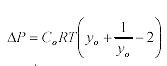 Change in presssure equals bulk electrolyte concentration times the molar gas constant times the absolute temperature times y subzero plus 1 divided by y subzero minus 2