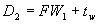 Equation 14. D subscript 2 equals the distance from face of pin to face of web, FW subscript 1, plus lowercase T subscript W.