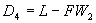 Equation 16. D subscript 4 equals L minus FW subscript 2.