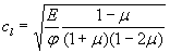 Equation 2. For longitudinal waves, C subscript L equals the square root of the product of the quotient of the modulus of elasticity, E, divided by density, phi, times the quotient of 1 minus Poisson’s ratio, mu, divided by the product of 1 plus mu times 1 minus 2 times mu.