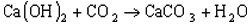 Equation 1. The carbonation process is expressed as calcium hydroxide reacting with carbon dioxide to give calcium carbonate and water.