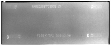 The radiographic image does not show any discontinuities between markers B and C.