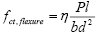 Lowercase f subscript lowercase c t, flexure equals nu times uppercase P times lowercase l divided by the quantity lowercase b times lowercase d squared.