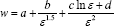 Figure 55. Equation. Crack spacing as a function of strain. Lowercase w equals a plus b divided by the quantity epsilon raised to the 1.5 power end quantity plus the quantity d plus c times the natural log of epsilon end quantity divided by the quantity epsilon squared end quantity.