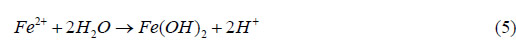 Equation 5. No salt present. Iron (Fe) in the 2 plus oxidation state plus two water molecules