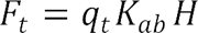 F subscript t equals q subscript t times K subscript ab times H.