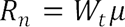 R subscript n equals W subscript t times mu