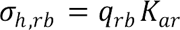 Sigma subscript h, rb equals q subscript rb times K subscript ar.