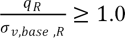 q subscript R divided by sigma subscript v,base,R is greater than or equal to 1.