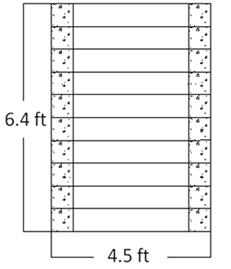 Drawing showing an elevation view of the Defiance County experiment. The total height of the geosynthetic reinforced soil (GRS)  mass is 6.4 ft and the width is 4.5 ft