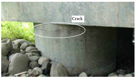 Flexural Crack on Pile Shaft at Bent 4. Click here for more information.