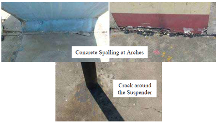 Photo. Concrete Spalling and Cracks on Bridge Deck. Click here for more information.