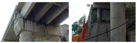 Photo. Damage to Shear Key and Embankment of the Overpass. Click here for more information.