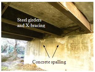 Photo. Abutment damage beneath west Ramadillas bridge. Click here for more information.