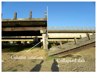 Photo. Abutment damage beneath west Ramadillas bridge. Click here for more information.