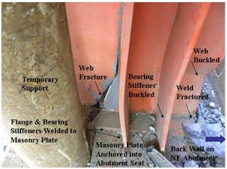 Photo. Elastomeric pad and stopper over bent on Cardenal Raúl Silva Henríquez bridge. Click here for more information.