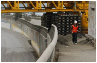 Photo. Retaining wall at Chepe railroad bridge over Biobío River. Click here for more information.