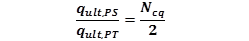Figure 44. Equation. Ratio of plane strain capacity to PT capacity. q subscript ult,PS over q subscript ult,PT equals N subscript cq over 2.