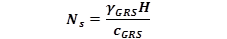 Figure 45. Equation. Stability Factor. N subscript s equals the quotient of gamma subscript GRS and c subscript GRS multiplied by H.
