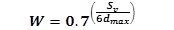 Figure 9. Equation. W factor. W factor is calculated as 0.7 raised to the quotient of S subscript v divided by the product of 6 and d subscript max.