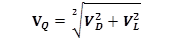 Figure 91. Equation. Coefficient of variation for factored load. V subscript q equals the square root of v squared subscript d plus v squared subscript l.