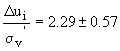 Equation 5.4. Initial excess pore pressure, delta U subscript I, divided by sigma prime subscript V equals 2.29 plus or minus 0.57.
