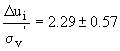 Equation 5.4. Initial excess pore pressure, delta U subscript I, divided by sigma prime subscript V equals 2.29 plus or minus 0.57.