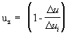 U subscript Z equals 1 minus the quotient of delta U divided by delta U subscript I.